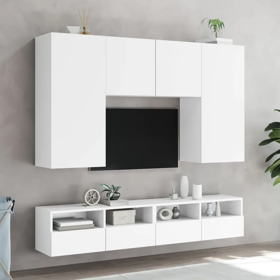 Meubles TV muraux 2 pcs blanc 80x30x30 cm bois d'ingénierie - 4