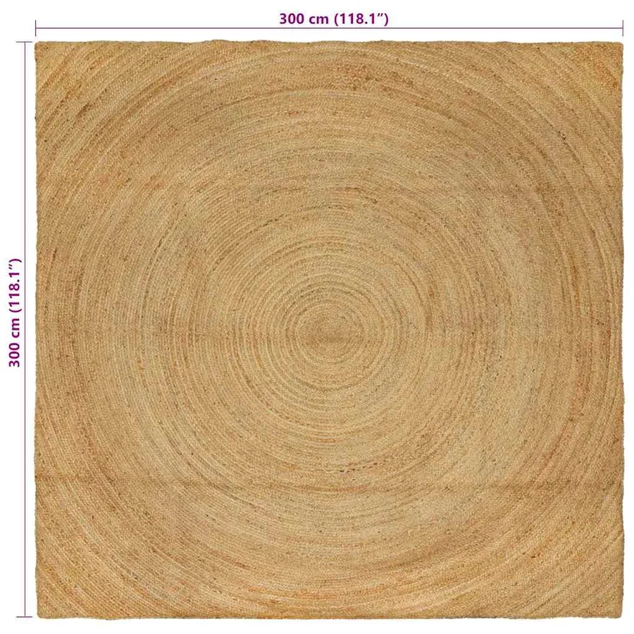 Tapis de surface Naturel 300 x 300 cm Jute - 8