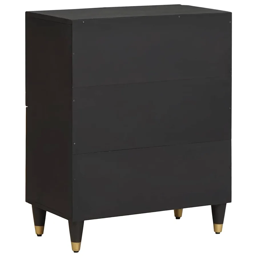 Buffet avec étagère Noir 60 x 33 x 75 cm Bois de mangue massif - 5