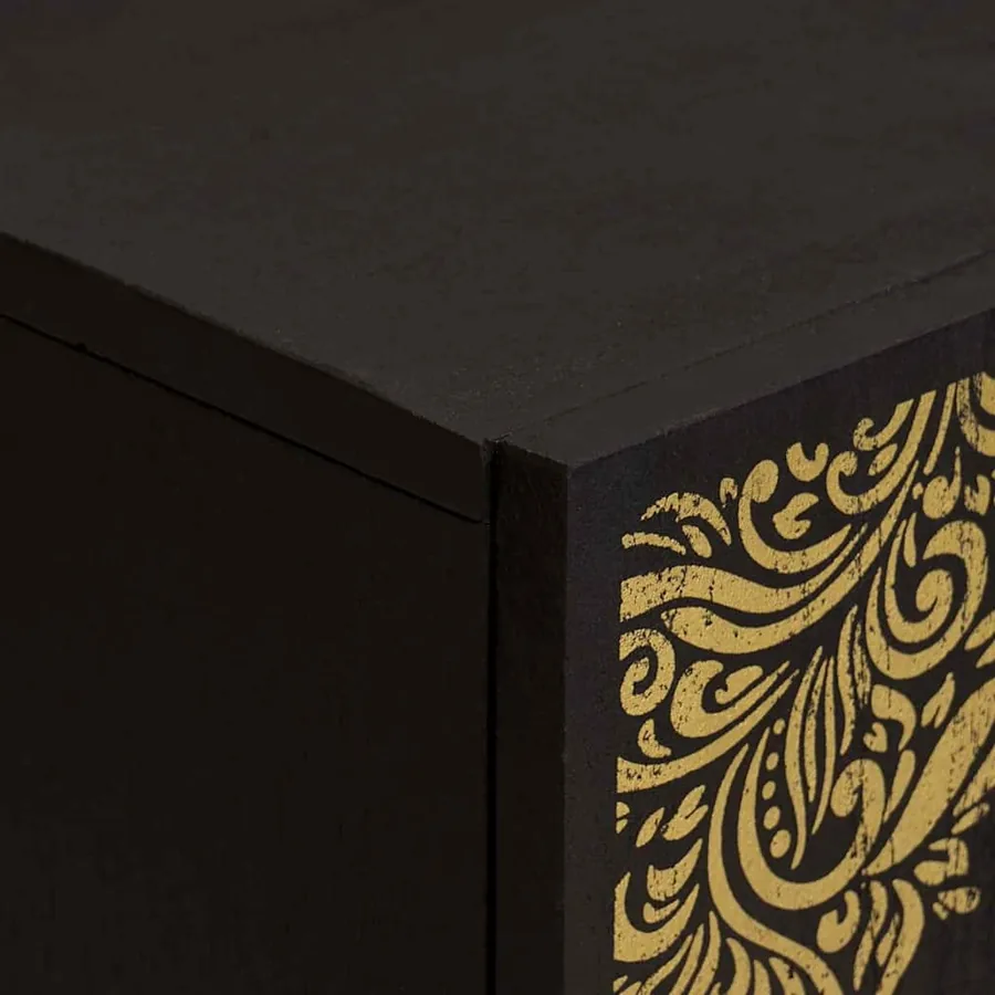Buffet avec étagère Noir 60 x 33 x 75 cm Bois de mangue massif - 6