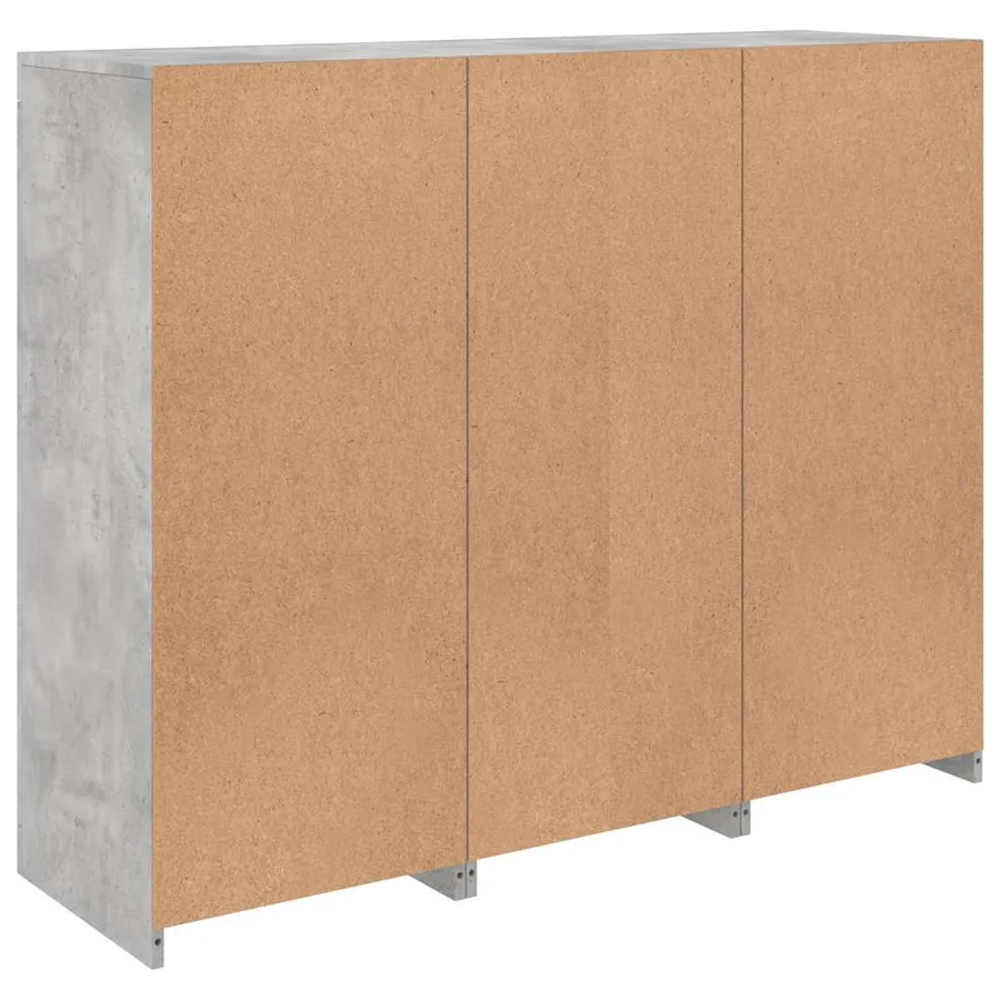 Buffets avec lumières LED 3 pcs gris béton bois d'ingénierie - 10