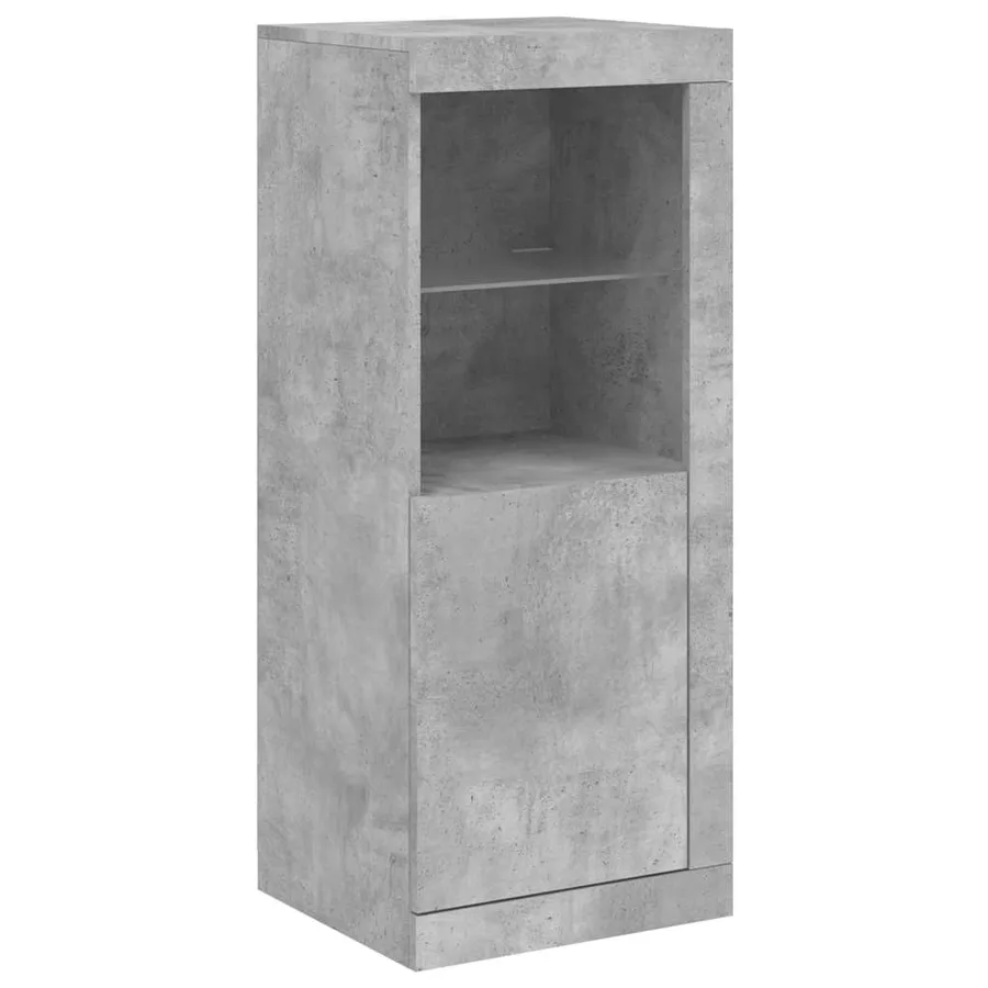 Buffets avec lumières LED 3 pcs gris béton bois d'ingénierie - 7