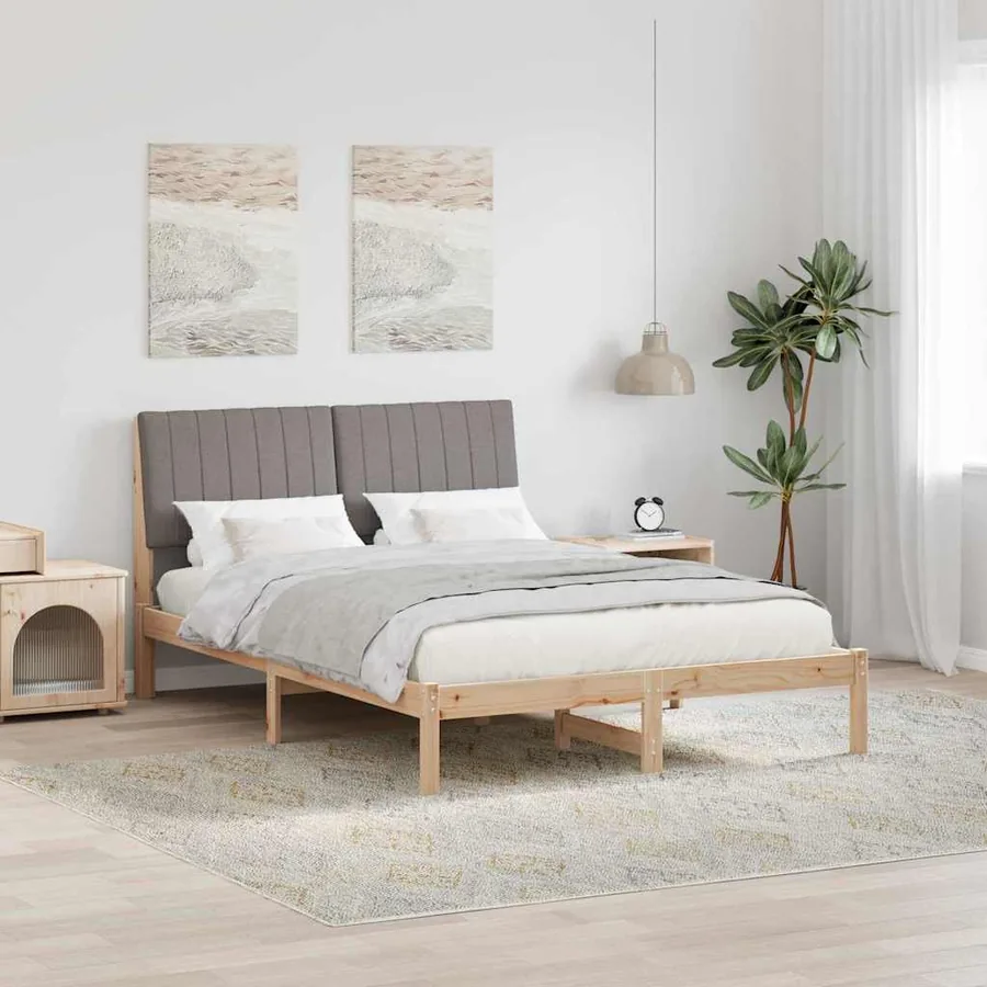 Cadre de lit avec tête de lit Marron 135 x 190 cm Pin massif