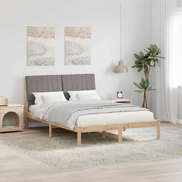 Cadre de lit avec tête de lit Marron 135 x 190 cm Pin massif