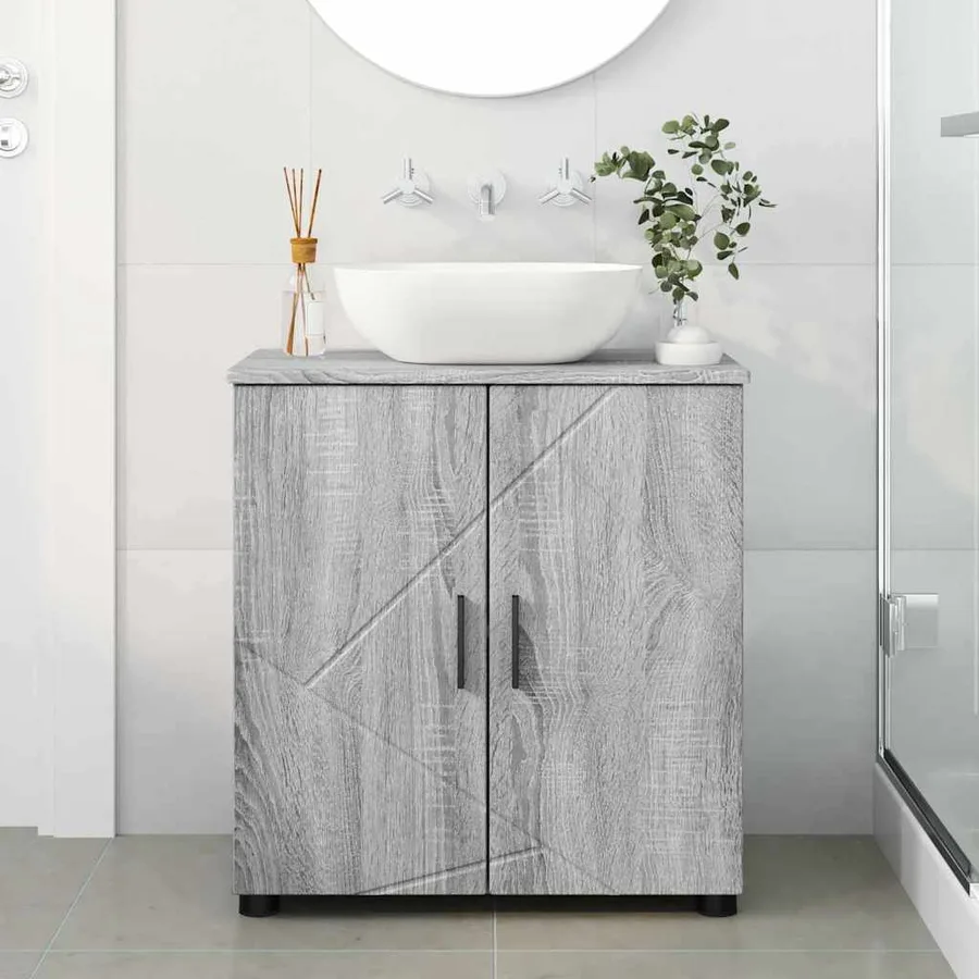 Cabinet de salle de bain avec porte Gris Sonoma 61 x 35 x 64 cm - 4