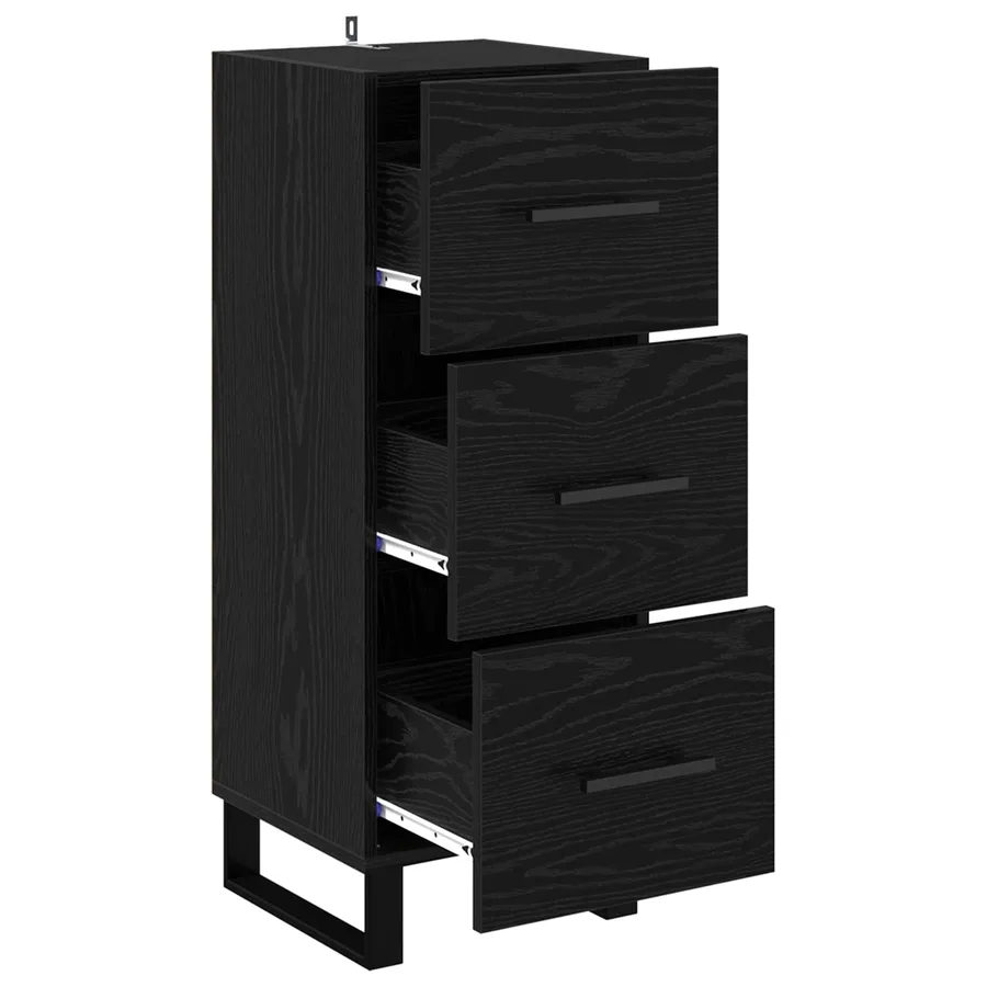 Buffet Chêne noir 34,5 x 34 x 90 cm Bois d'ingénierie et fer - 5