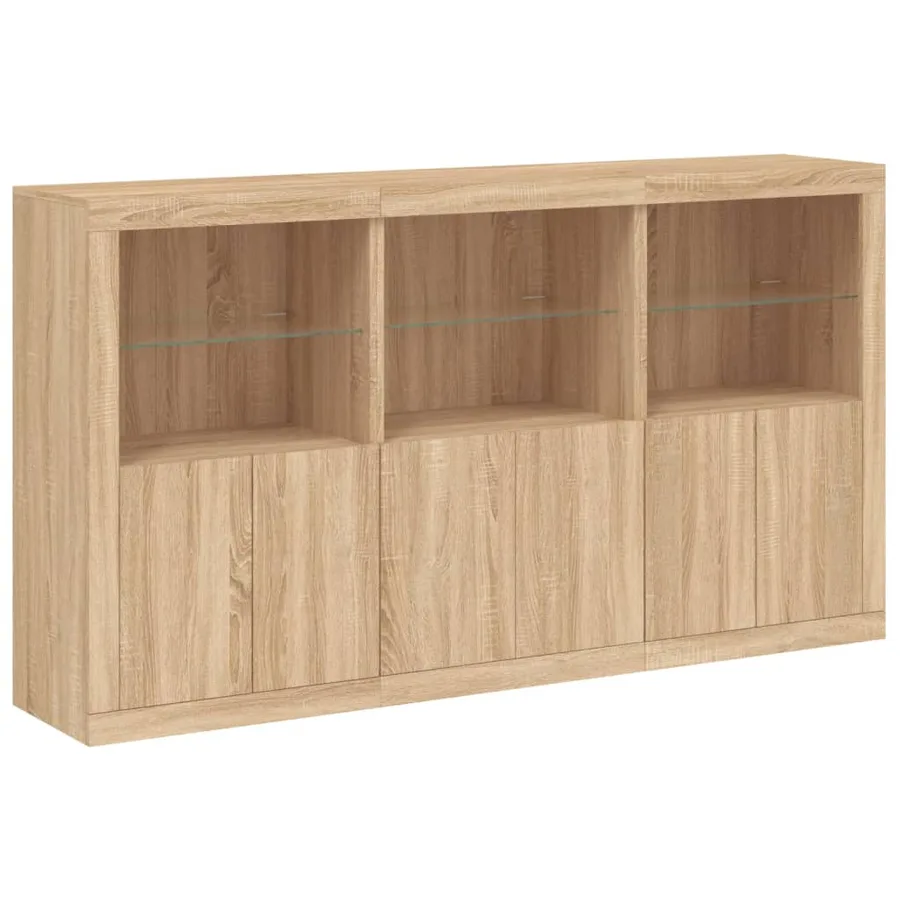 Buffet avec lumières LED chêne sonoma 181,5x37x100 cm - 3