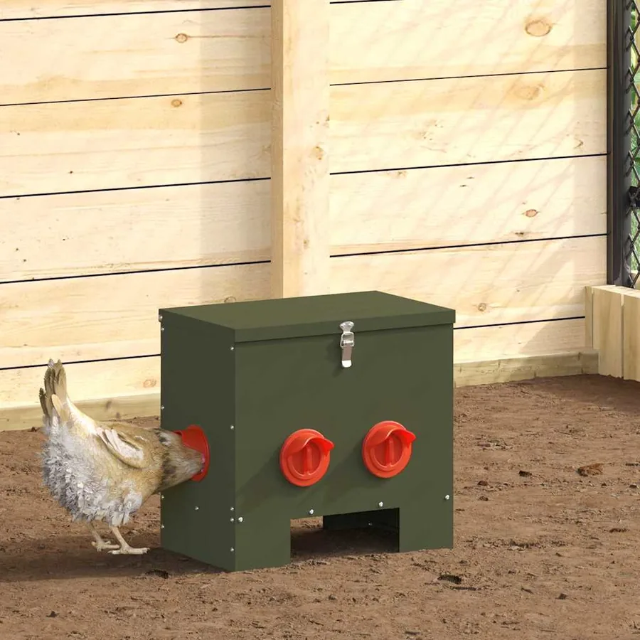 Mangeoire pour poules Vert olive 40,5 x 25 x 38 cm