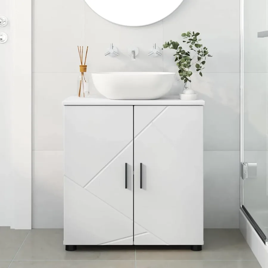 Cabinet de salle de bain avec stockage Blanc 61 x 35 x 64 cm - 4