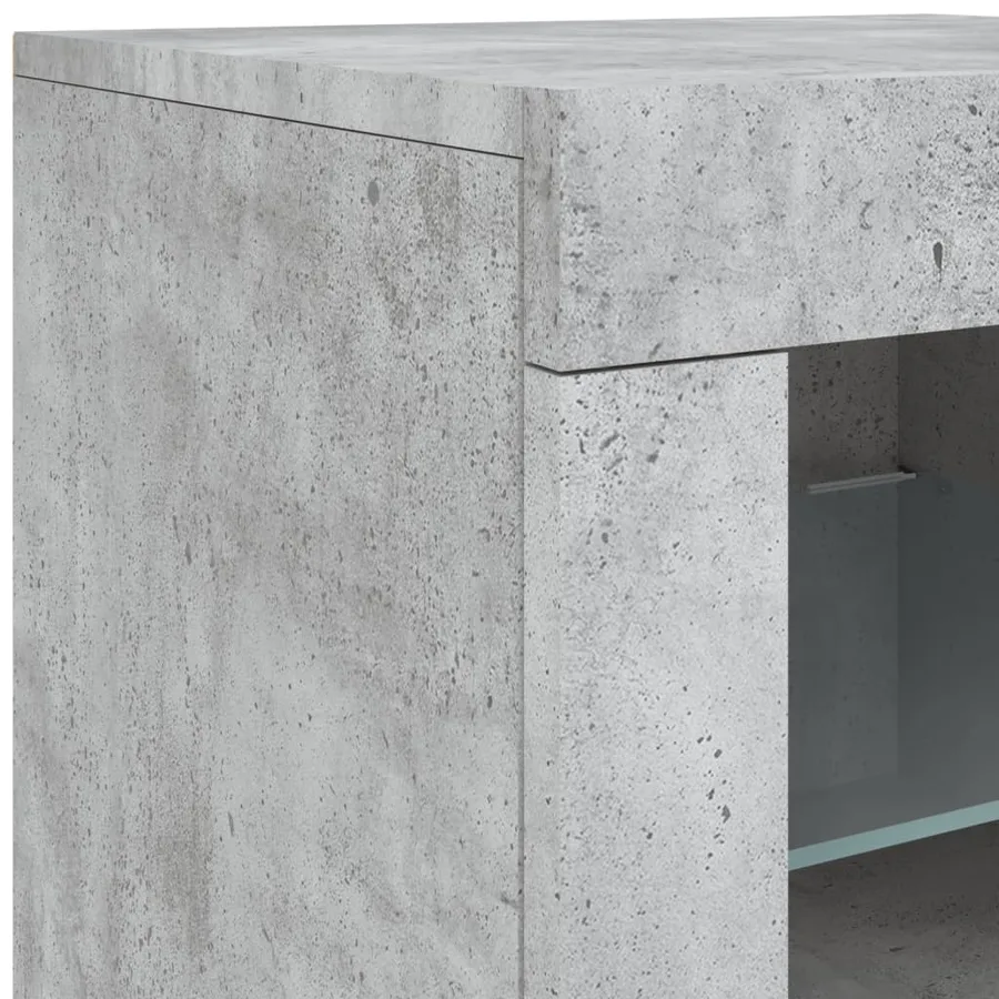 Buffet avec lumières LED gris béton 164x37x67 cm - 13