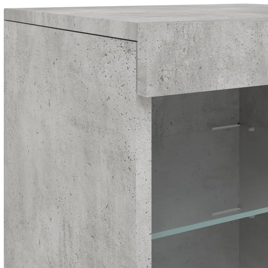 Buffet avec lumières LED gris béton 164x37x67 cm - 16
