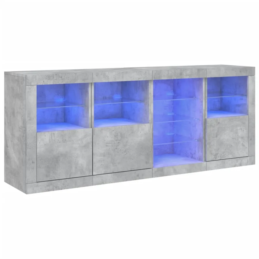 Buffet avec lumières LED gris béton 164x37x67 cm - 2