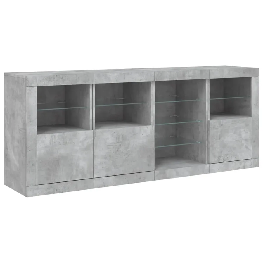 Buffet avec lumières LED gris béton 164x37x67 cm - 5