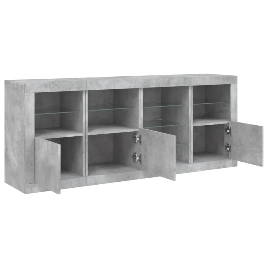 Buffet avec lumières LED gris béton 164x37x67 cm - 6
