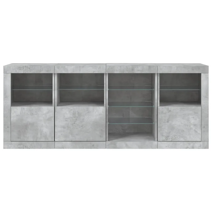 Buffet avec lumières LED gris béton 164x37x67 cm - 7
