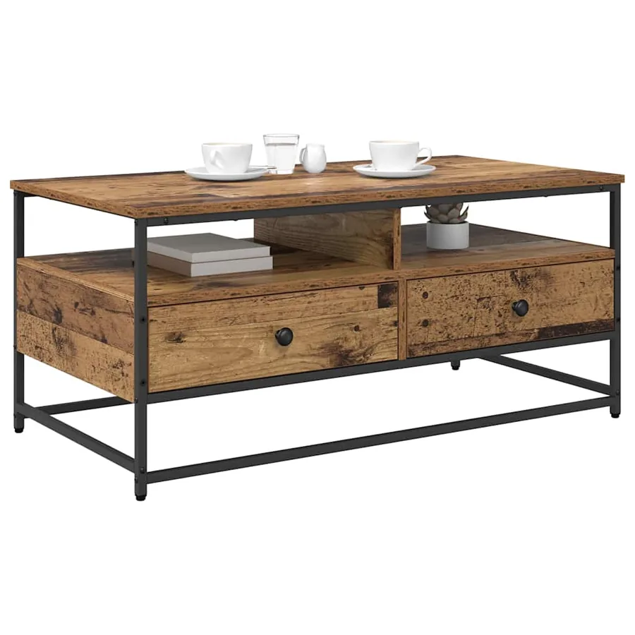 Table basse Bois Ancien 100 x 51 x 45 cm Bois d'ingénierie - 3