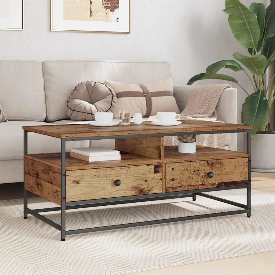 Table basse Bois Ancien 100 x 51 x 45 cm Bois d'ingénierie - 4