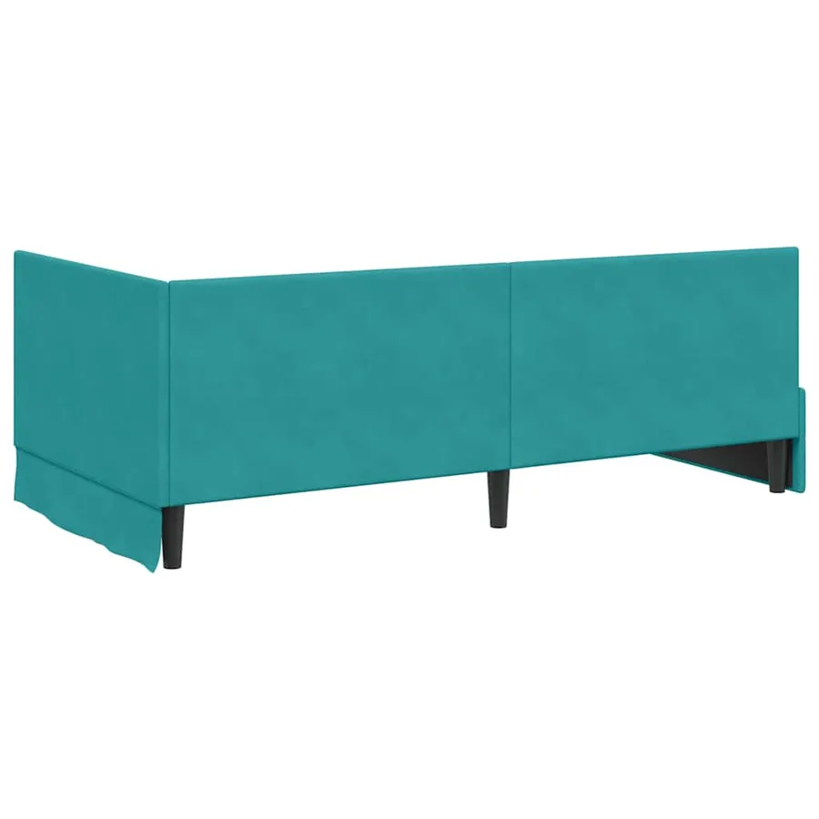 Cadre de lit d'angle avec matelas 2 pcs Turquoise Velours - 9