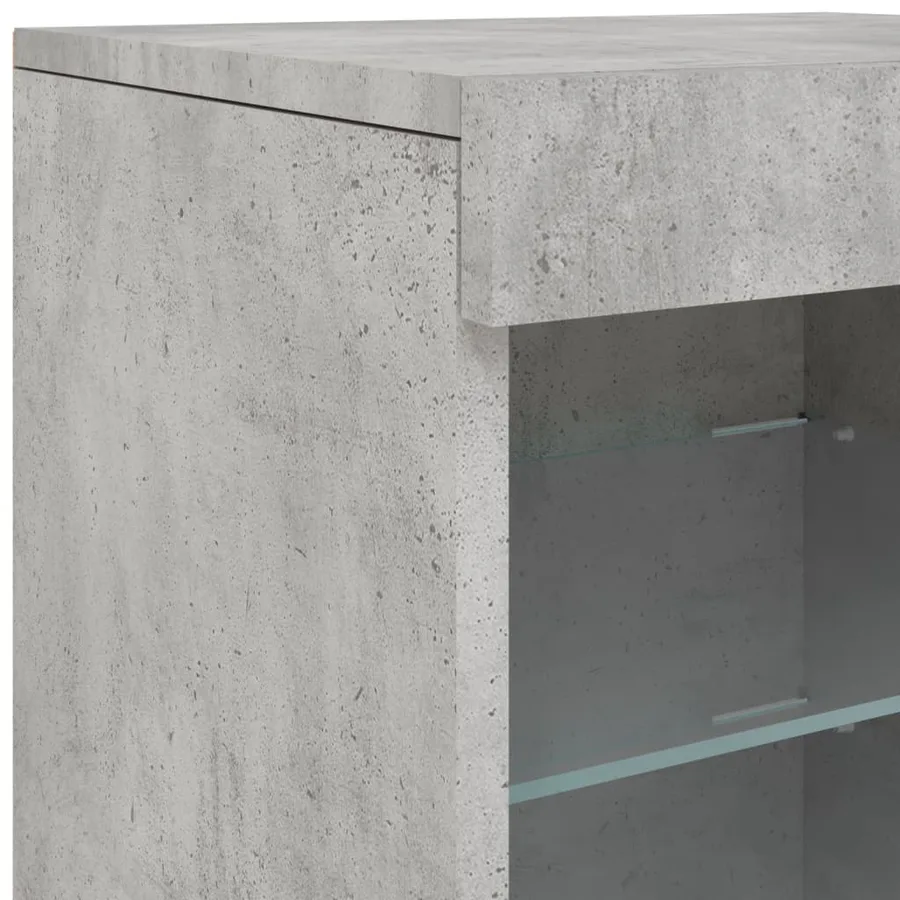Buffet avec lumières LED gris béton 123x37x67 cm - 12