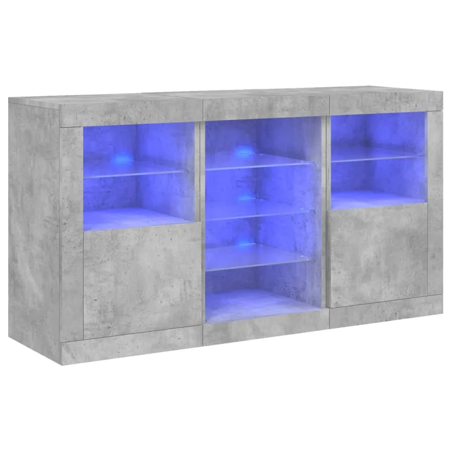 Buffet avec lumières LED gris béton 123x37x67 cm - 2