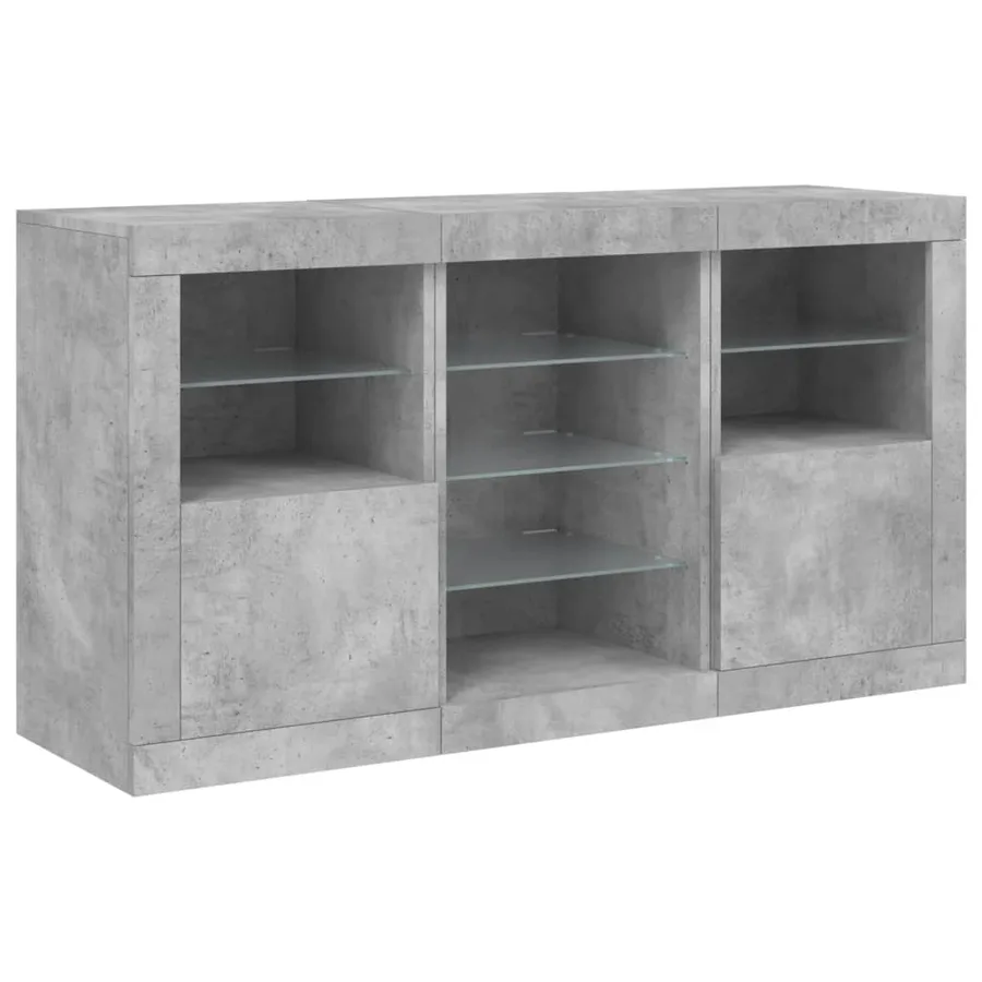 Buffet avec lumières LED gris béton 123x37x67 cm - 5