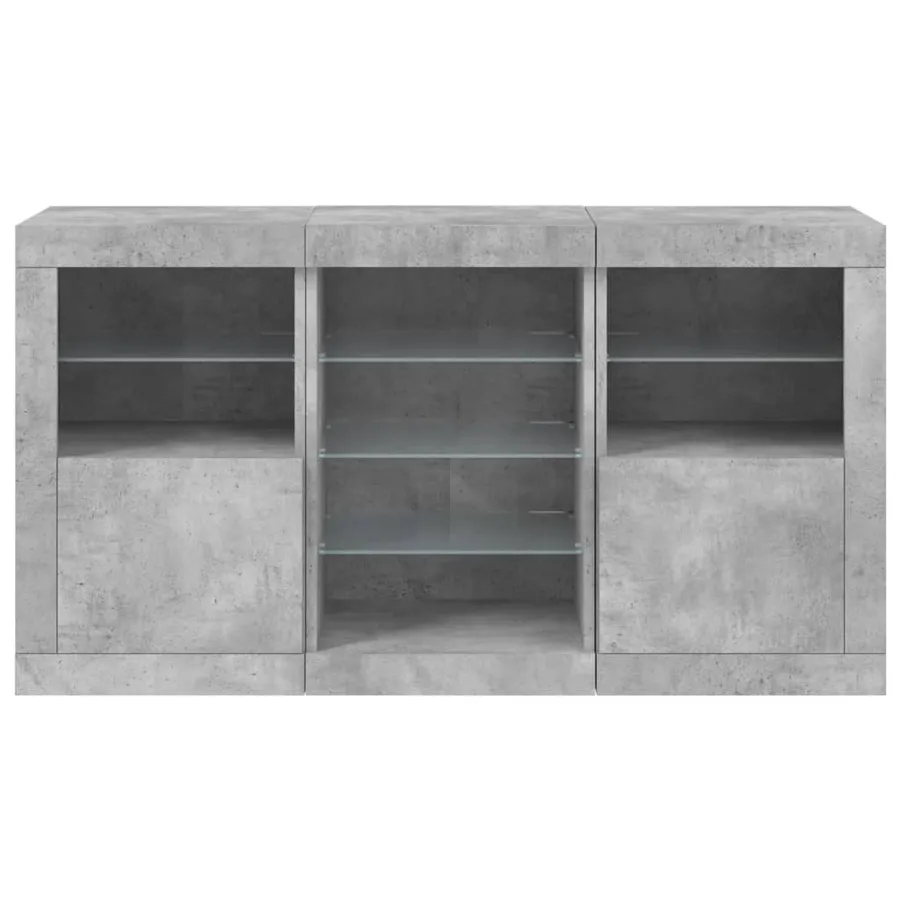 Buffet avec lumières LED gris béton 123x37x67 cm - 6