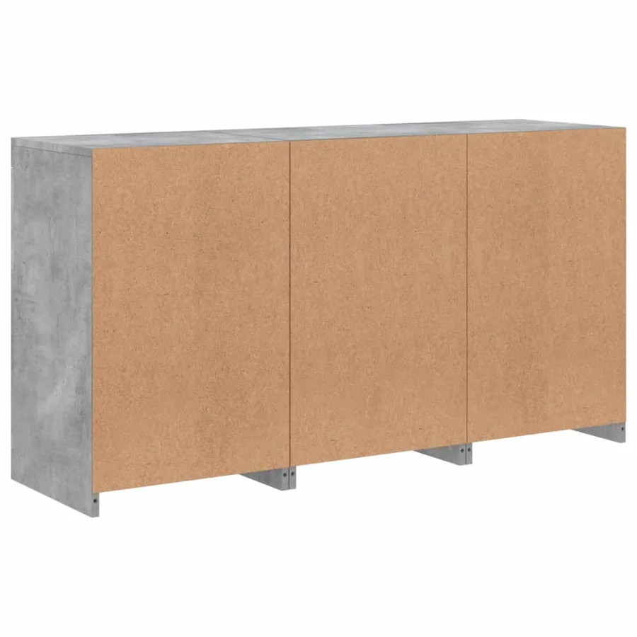 Buffet avec lumières LED gris béton 123x37x67 cm - 8