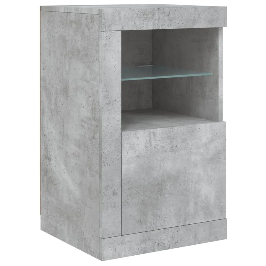 Buffet avec lumières LED gris béton 123x37x67 cm - 9