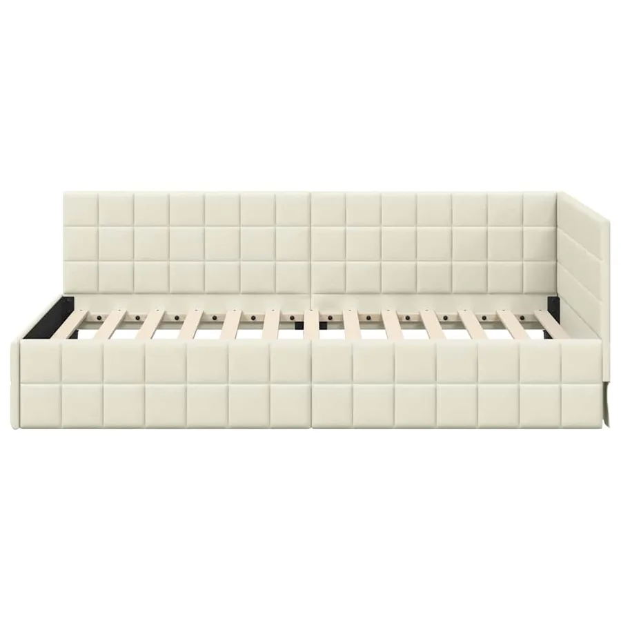 Cadre de lit d'angle Crème 100 cm x 200 cm Velours - 5