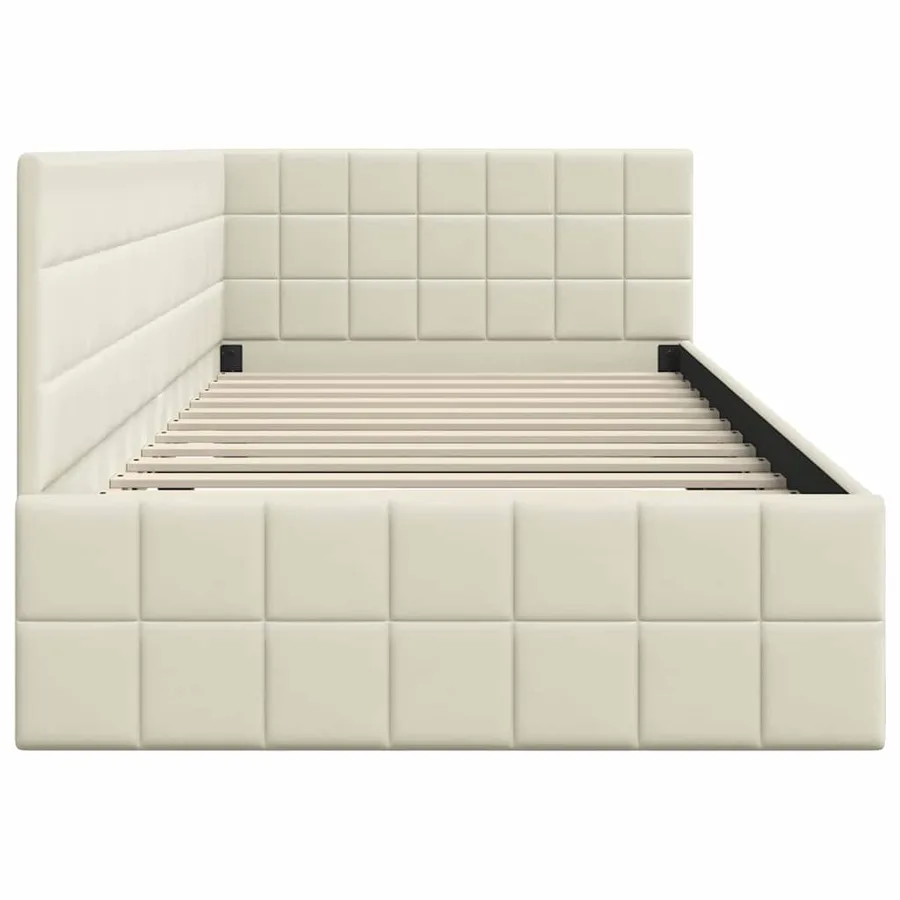Cadre de lit d'angle Crème 100 cm x 200 cm Velours - 6
