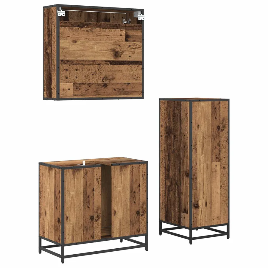 Ensemble de mobilier de salle de bain 3 pcs Bois Ancien - 8