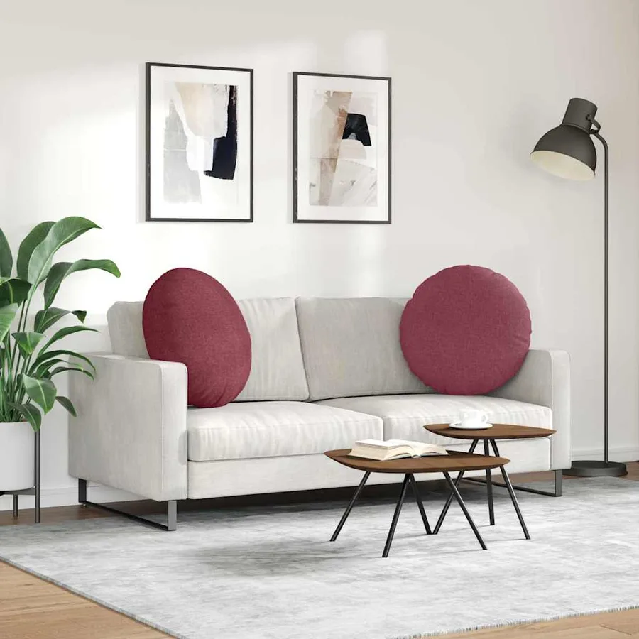 Coussins de siège 2 pcs Bordeaux Ø80 x 29 cm tissu - 4