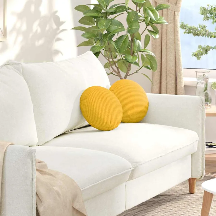 Coussins de siège 2 pcs Jaune clair Ø30 x 13 cm