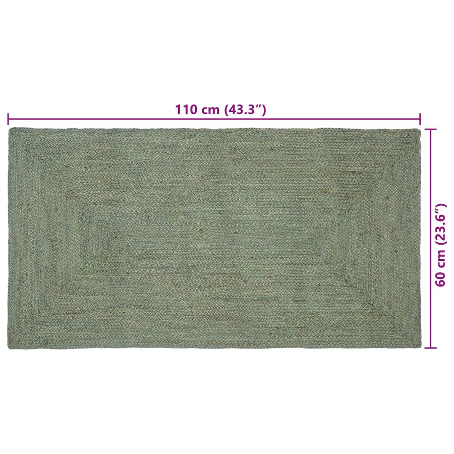Tapis de surface Rectangulaire Vert olive 60 x 110 cm Jute - 7