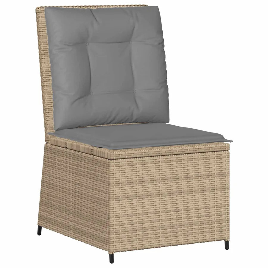 Canapé de jardin avec coussin Beige et gris polyrotin - 2