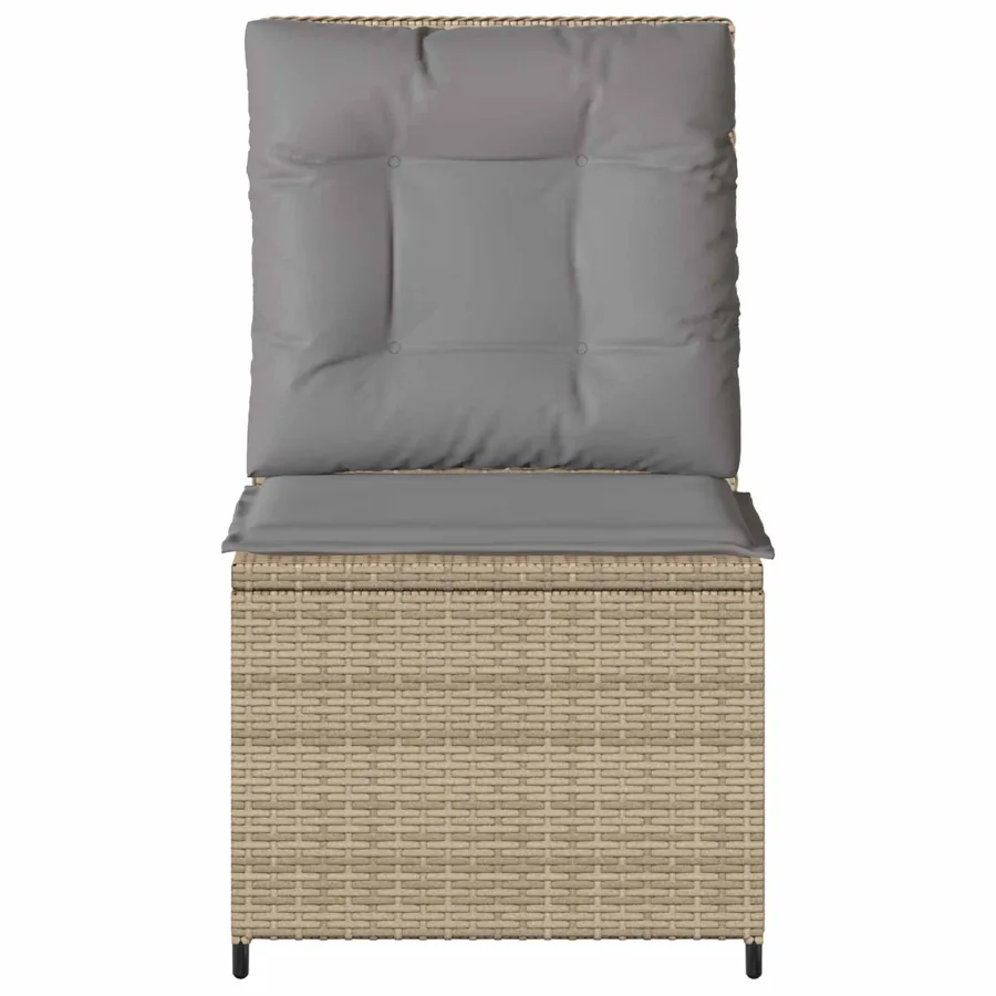 Canapé de jardin avec coussin Beige et gris polyrotin - 4