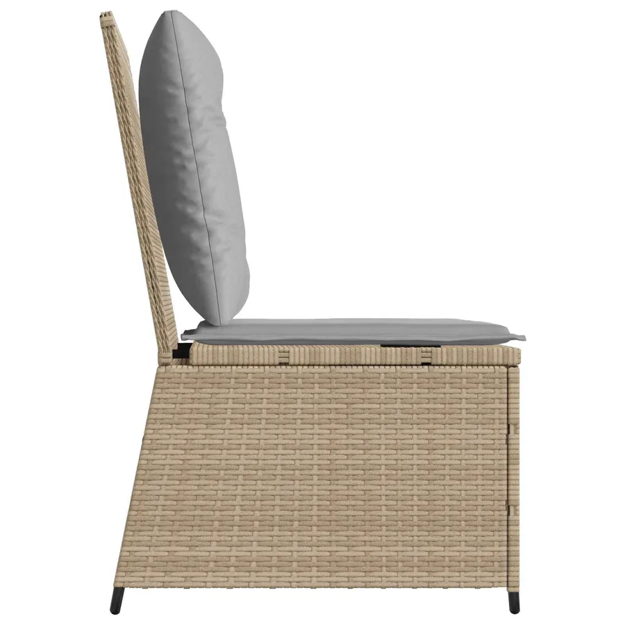 Canapé de jardin avec coussin Beige et gris polyrotin - 5