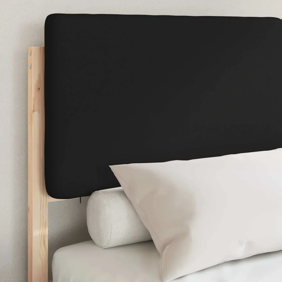 Cadre de lit avec tête de lit rembourrée Noir 140 x 200 cm - 3