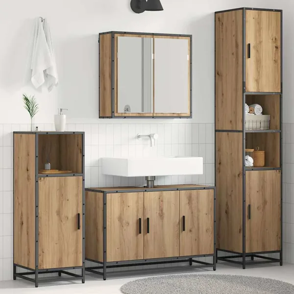 Ensemble de mobilier de salle de bain 4 pc Chêne artisanal