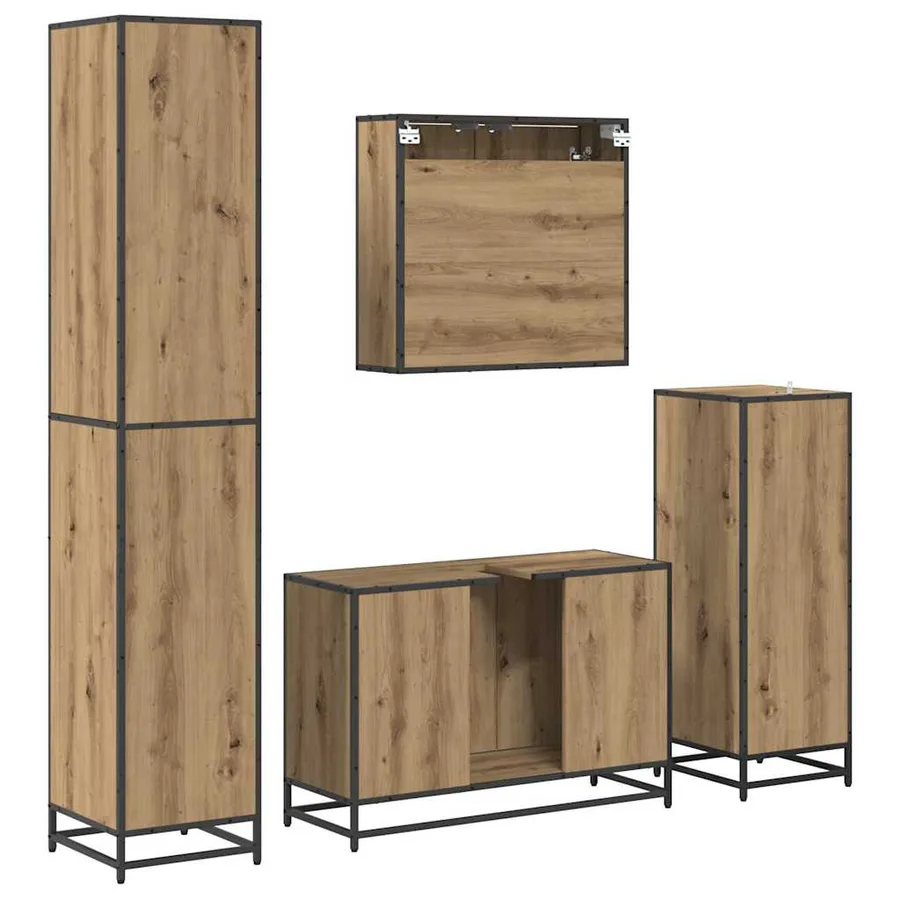 Ensemble de mobilier de salle de bain 4 pc Chêne artisanal - 8