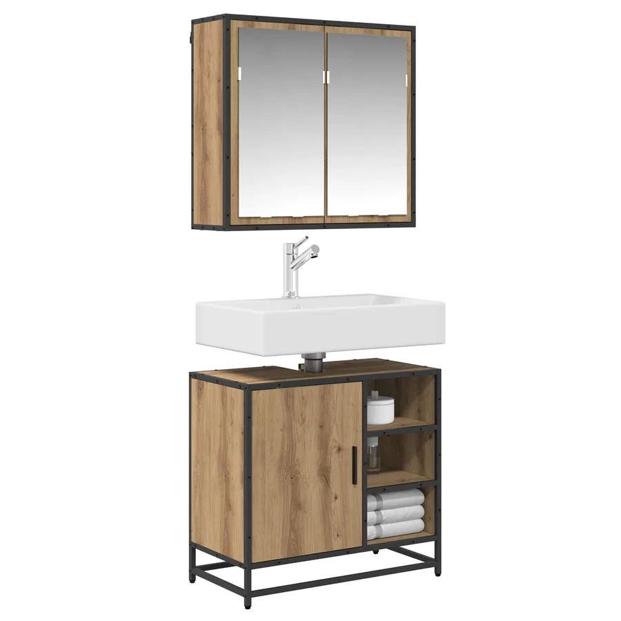 Ensemble de mobilier de salle de bain 2 pc Chêne artisanal - 3