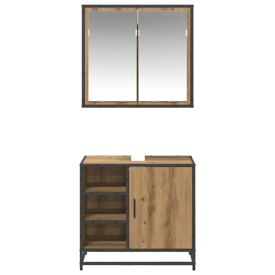 Ensemble de mobilier de salle de bain 2 pc Chêne artisanal - 7
