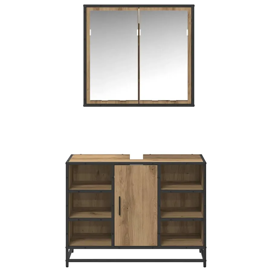Ensemble de mobilier de salle de bain 2 pc Chêne artisanal - 7