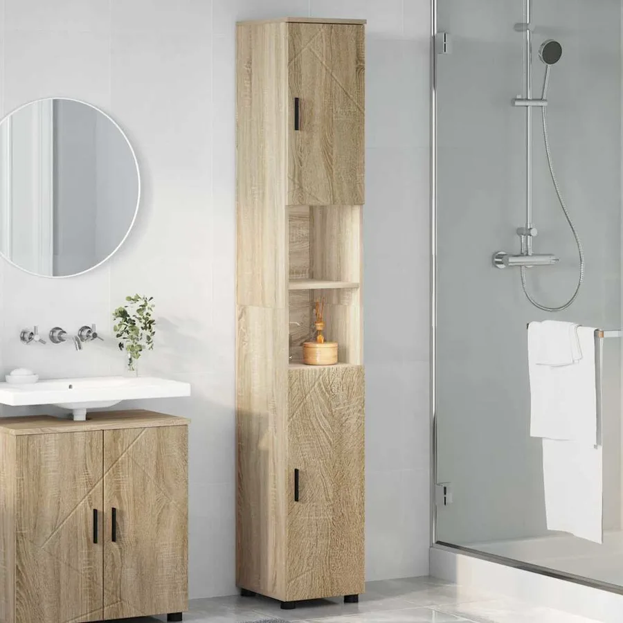 Cabinet de salle de bain Chêne Sonoma 30 x 35 x 192 cm - 4