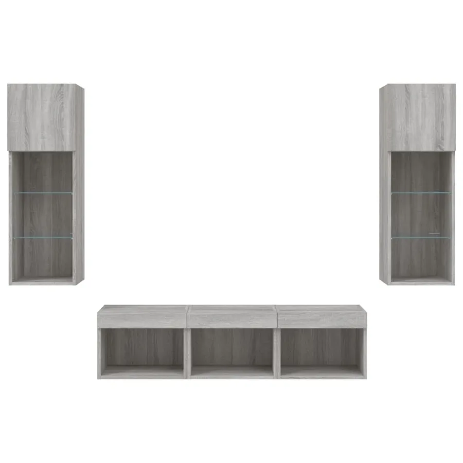 Unités murales TV avec LED 5 pcs gris sonoma bois d'ingénierie - 7