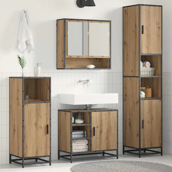 Ensemble de mobilier de salle de bain 4 pc Chêne artisanal