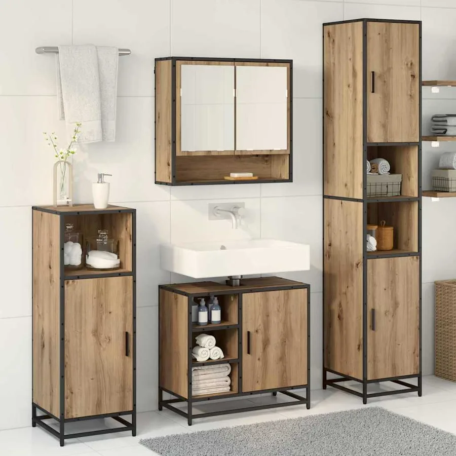 Ensemble de mobilier de salle de bain 4 pc Chêne artisanal - 4