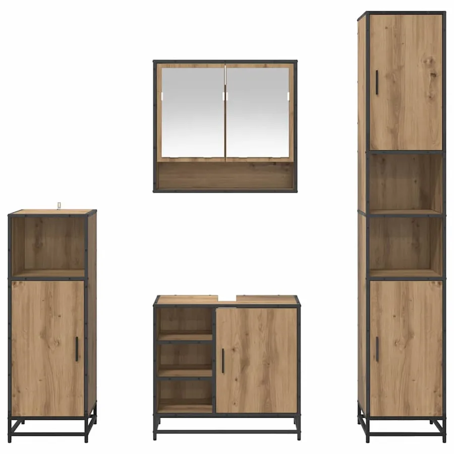 Ensemble de mobilier de salle de bain 4 pc Chêne artisanal - 9