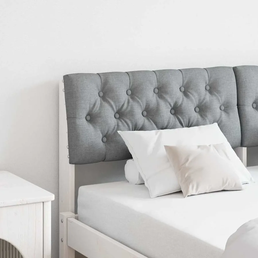 Tête de lit capitonnée Gris clair 140 cm Pin massif