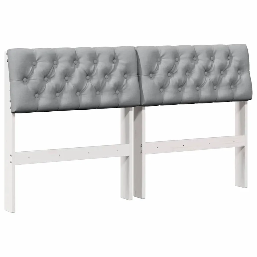 Tête de lit capitonnée Gris clair 140 cm Pin massif - 2